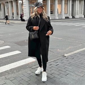 100% Wool Pea Coat – Size 6 | Classic Black | Made in the USA